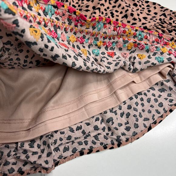 Savanna Jane Animal Print Embroidered Boho Shirt Dress Ruffle Hem Casual Size 1X - Picture 15 of 16